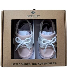 Sperry Boat Shoes Girls Baby Infant Crib 3 Month Bluefish Pink‎ Camo New in Box